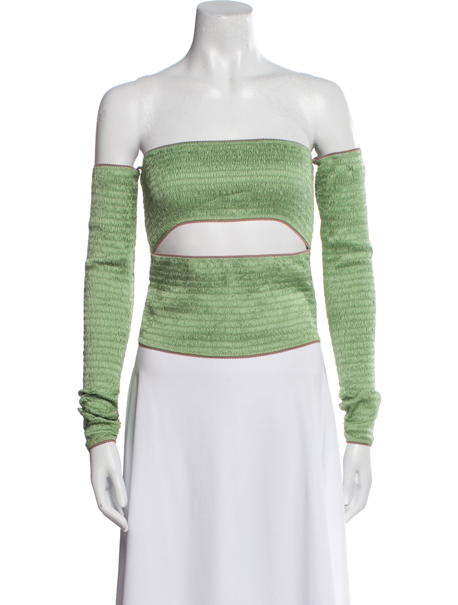Anna October Colorblock Pattern Off-The-Shoulder Crop Top