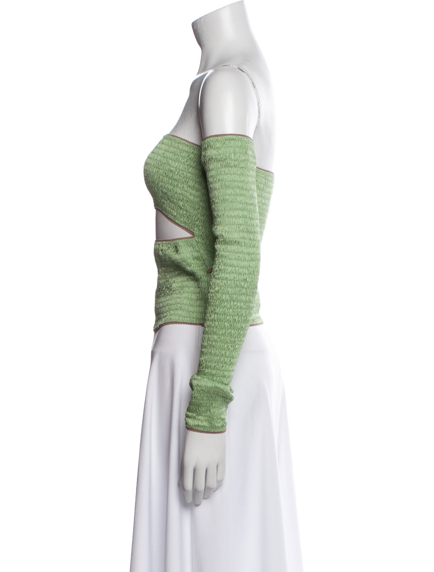 Anna October Colorblock Pattern Off-The-Shoulder Crop Top