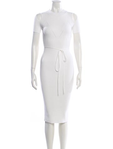 Pre-owned Anna October Crew Neck Midi Length Dress In White