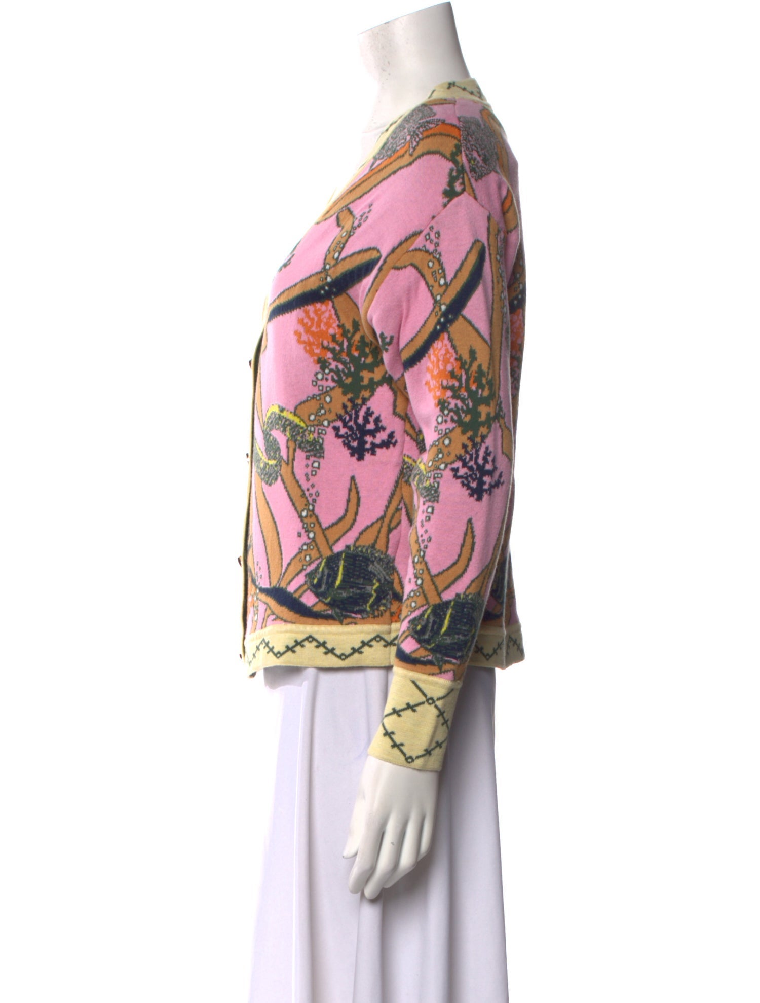 Oceanus Printed V-Neck Sweater