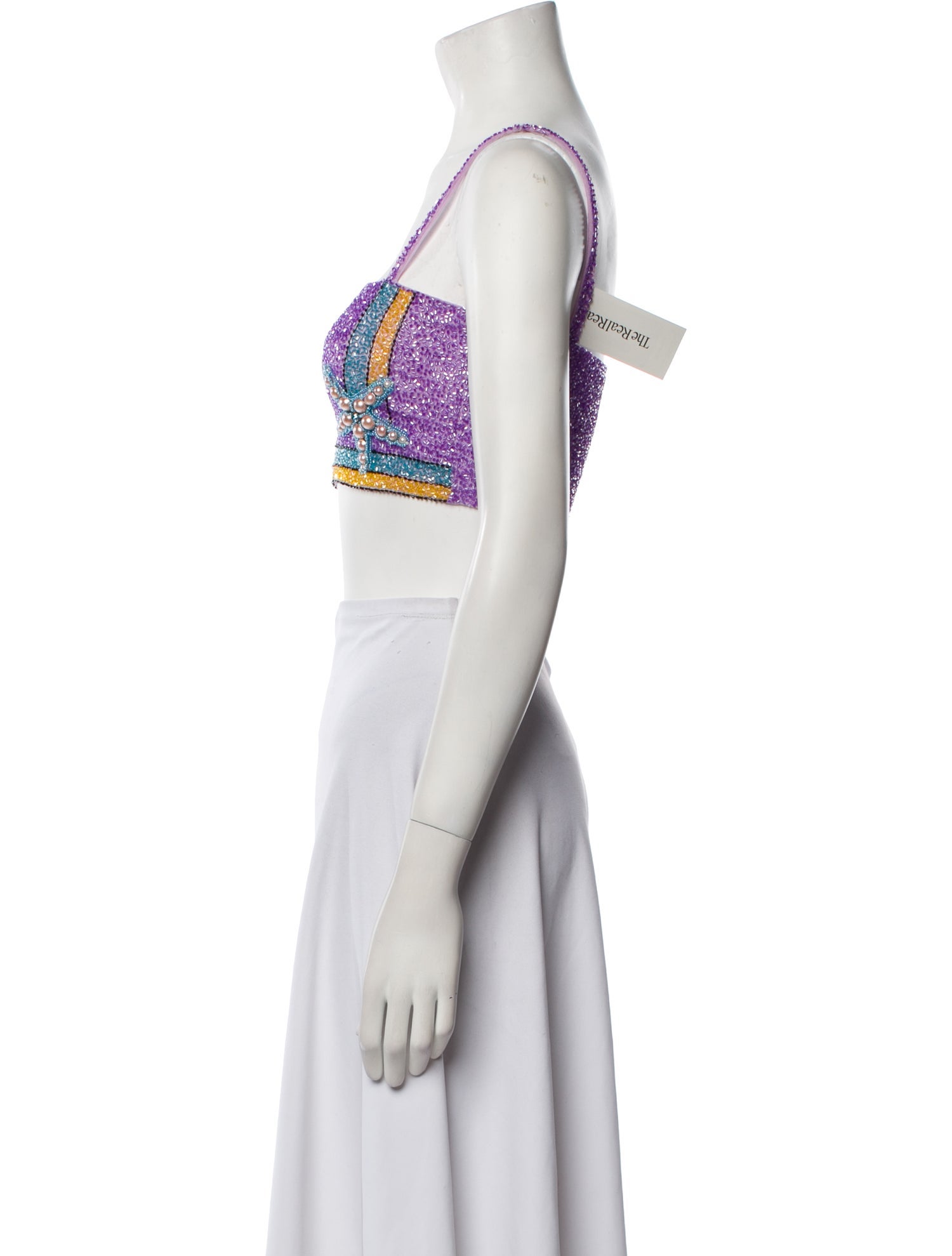 Oceanus Printed Square Neckline Crop Top