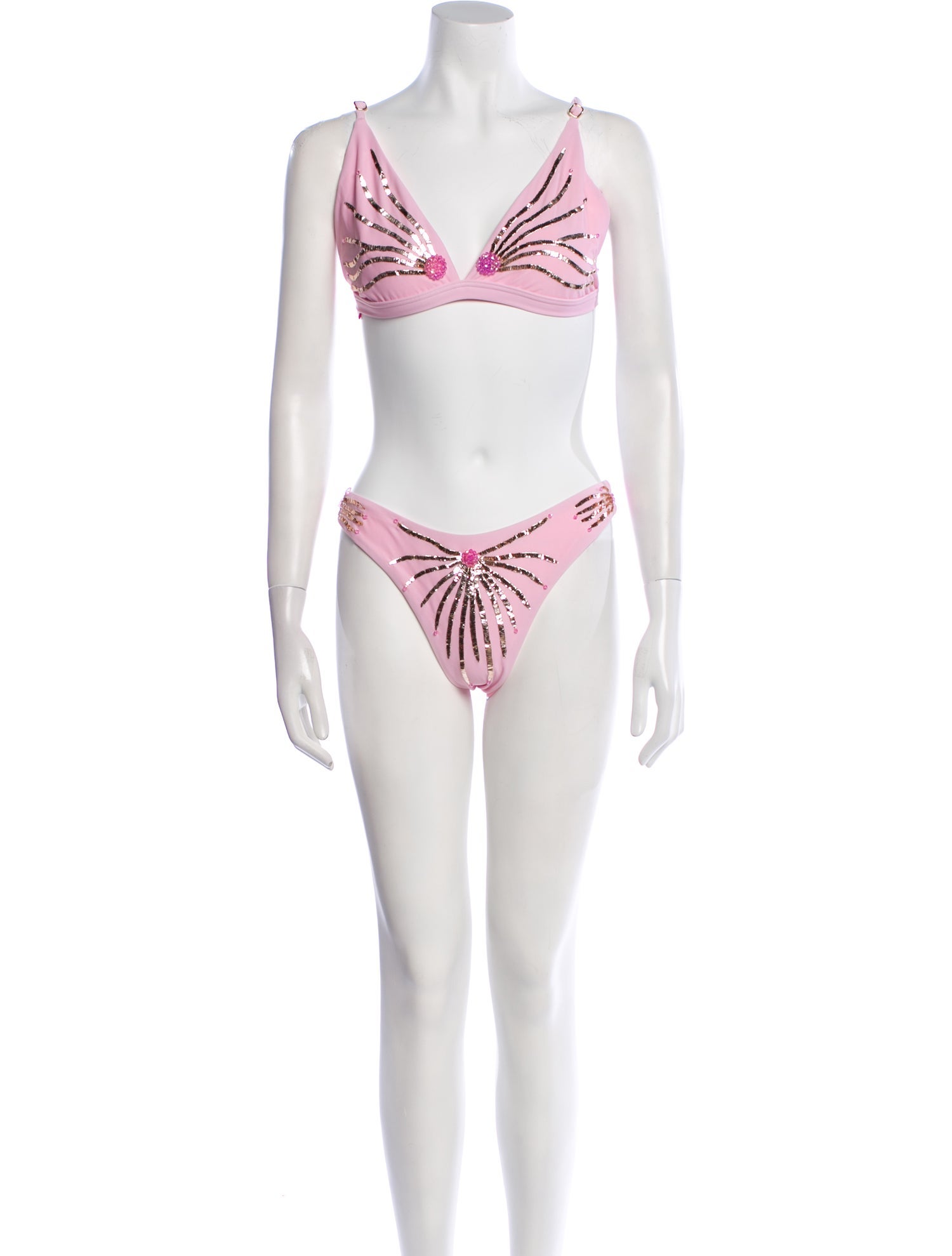 Oceanus Printed Sequin Embellishments Bikini w/ Tags