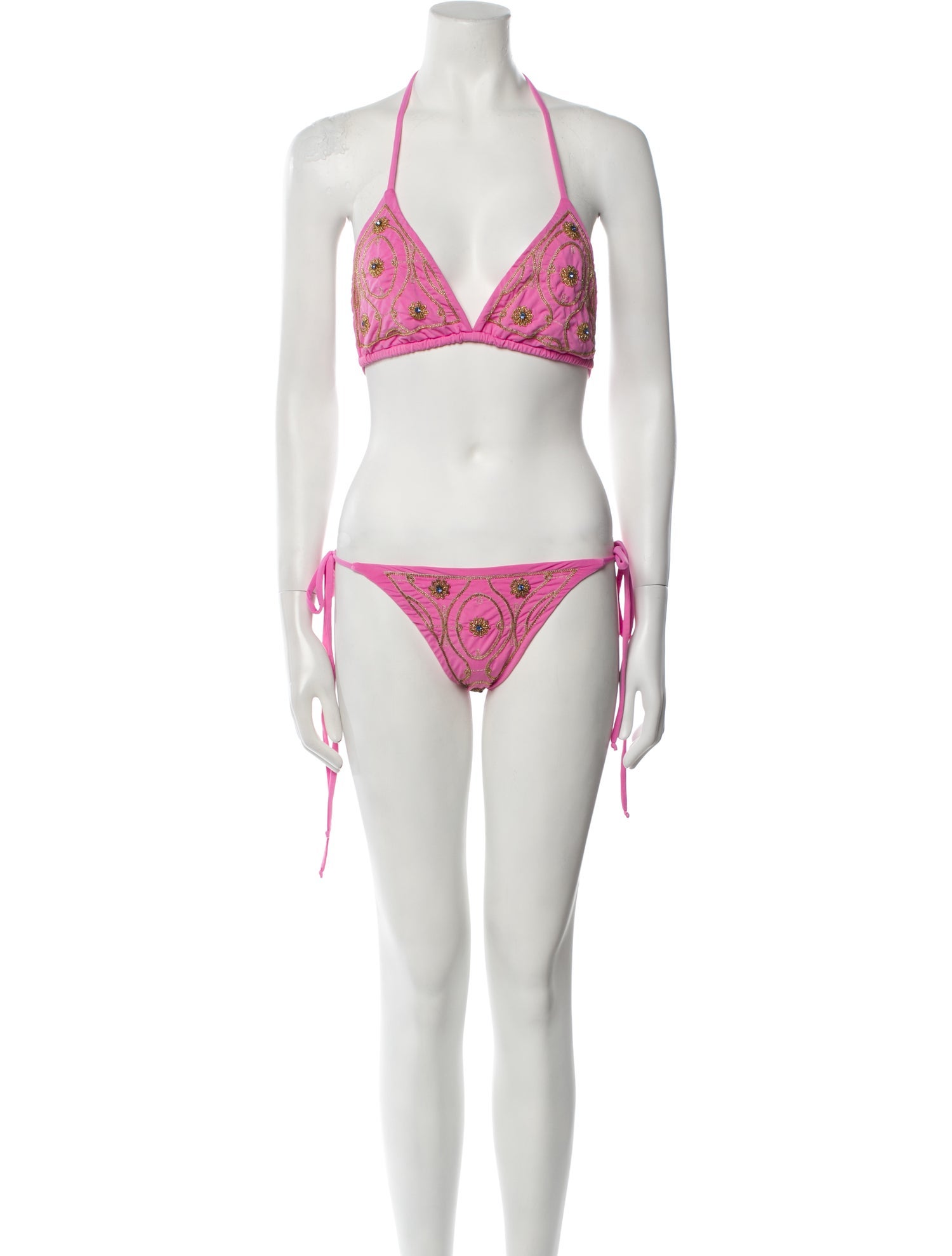Oceanus Printed Chain-Link Accents Bikini