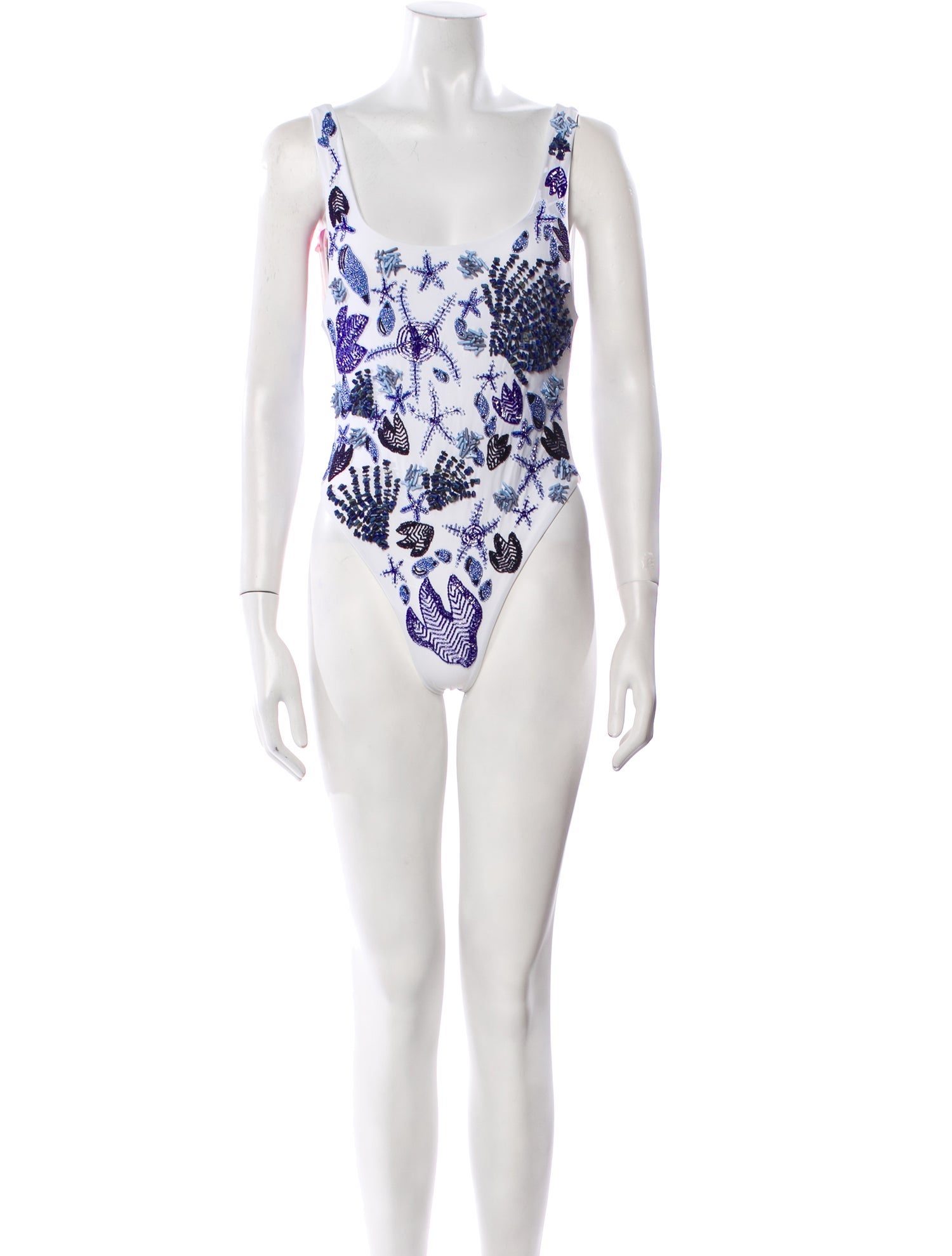 Oceanus Printed Beaded Accents One-Piece w/ Tags
