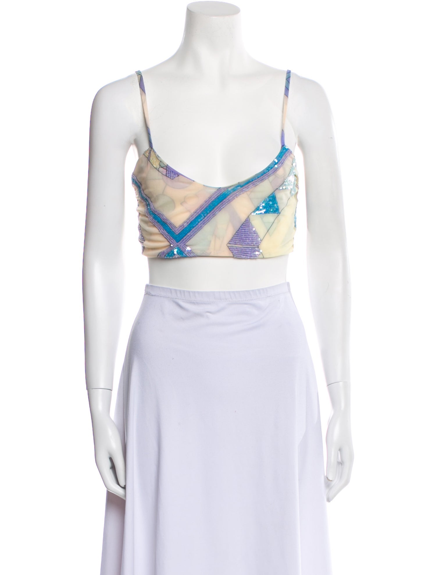 Oceanus Printed V-Neck Crop Top