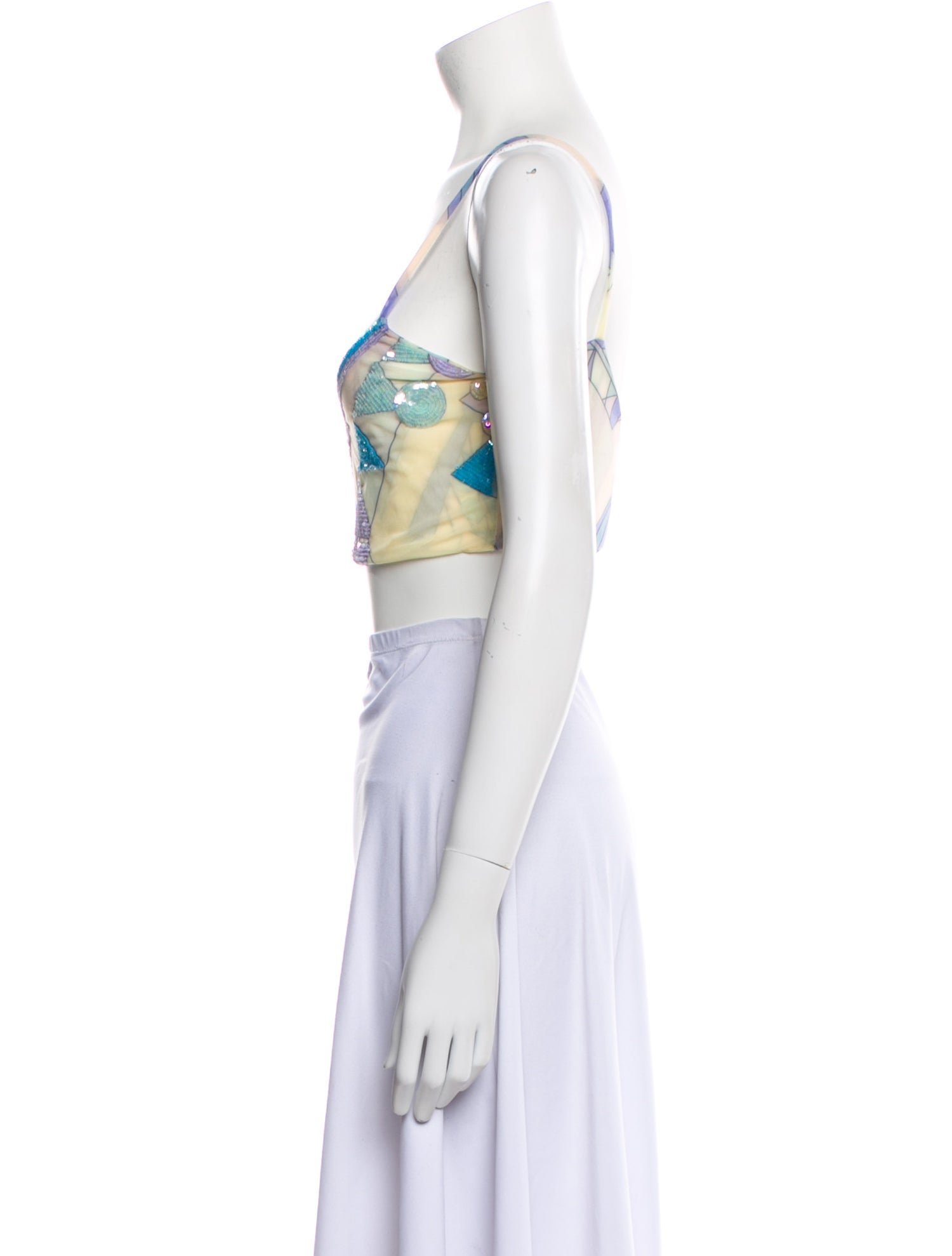 Oceanus Printed V-Neck Crop Top