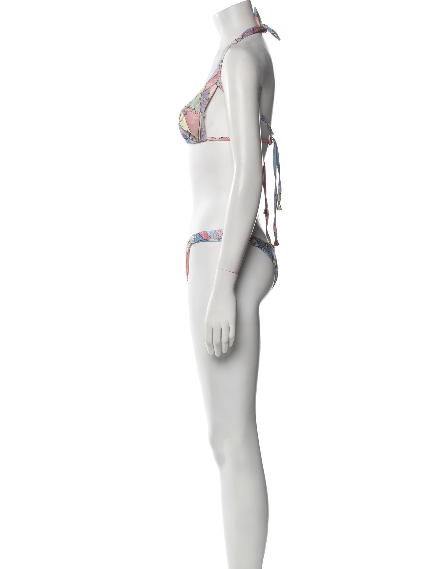 Oceanus Printed Beaded Accents Bikini