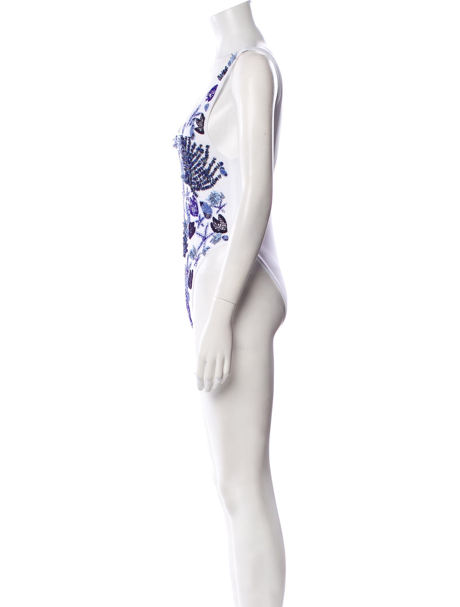 Oceanus Printed Beaded Accents One-Piece w/ Tags