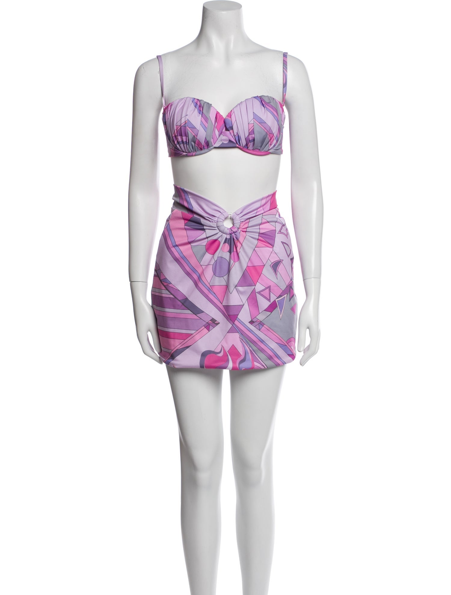 Oceanus Printed Pleated Accents Bikini w/ Tags
