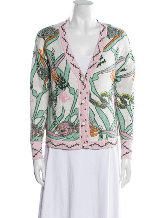 Oceanus Printed V-Neck Sweater