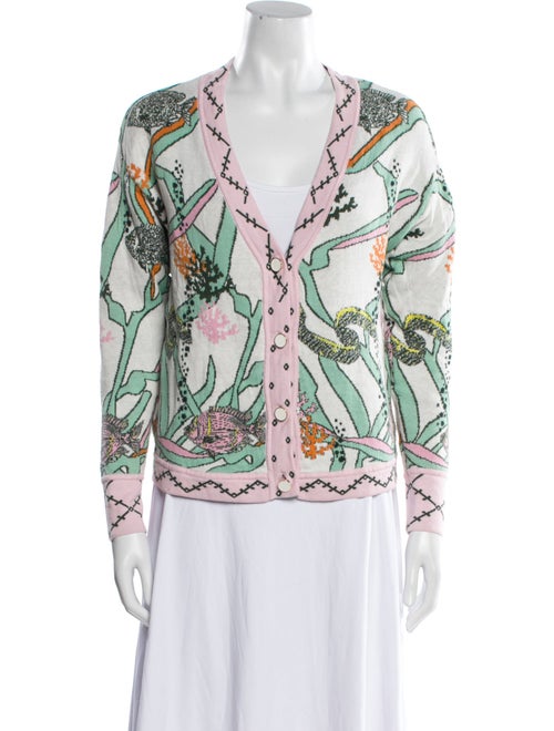 Oceanus Printed V-Neck Sweater