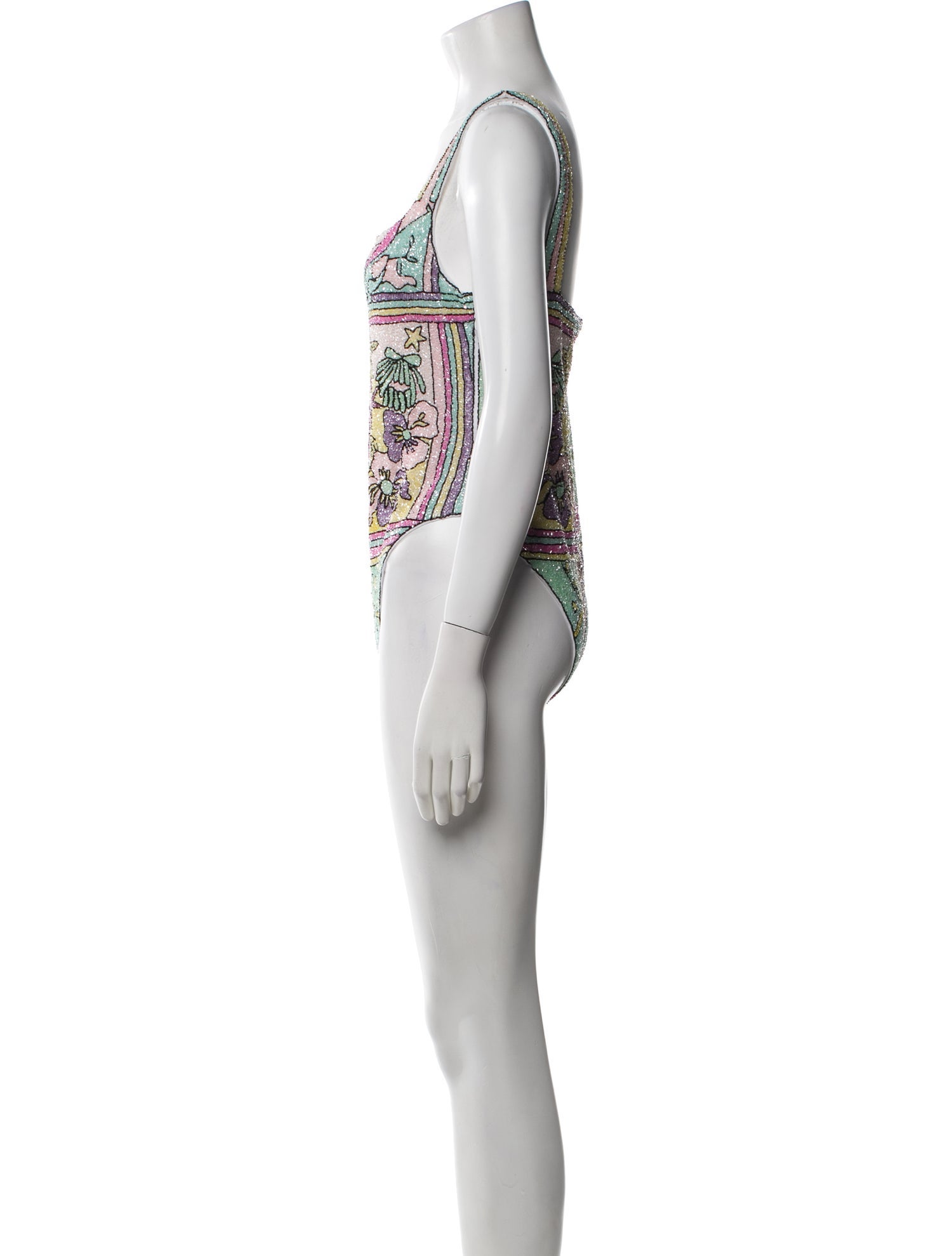 Oceanus Printed Sequin Embellishments One-Piece w/ Tags