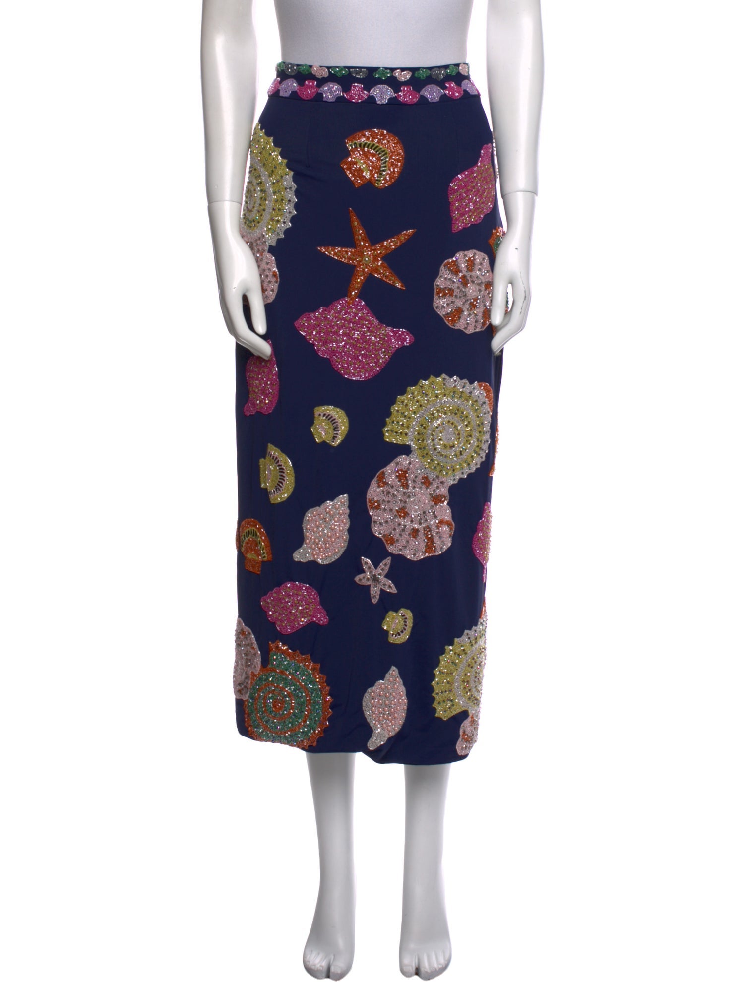 Oceanus Printed Midi Length Skirt