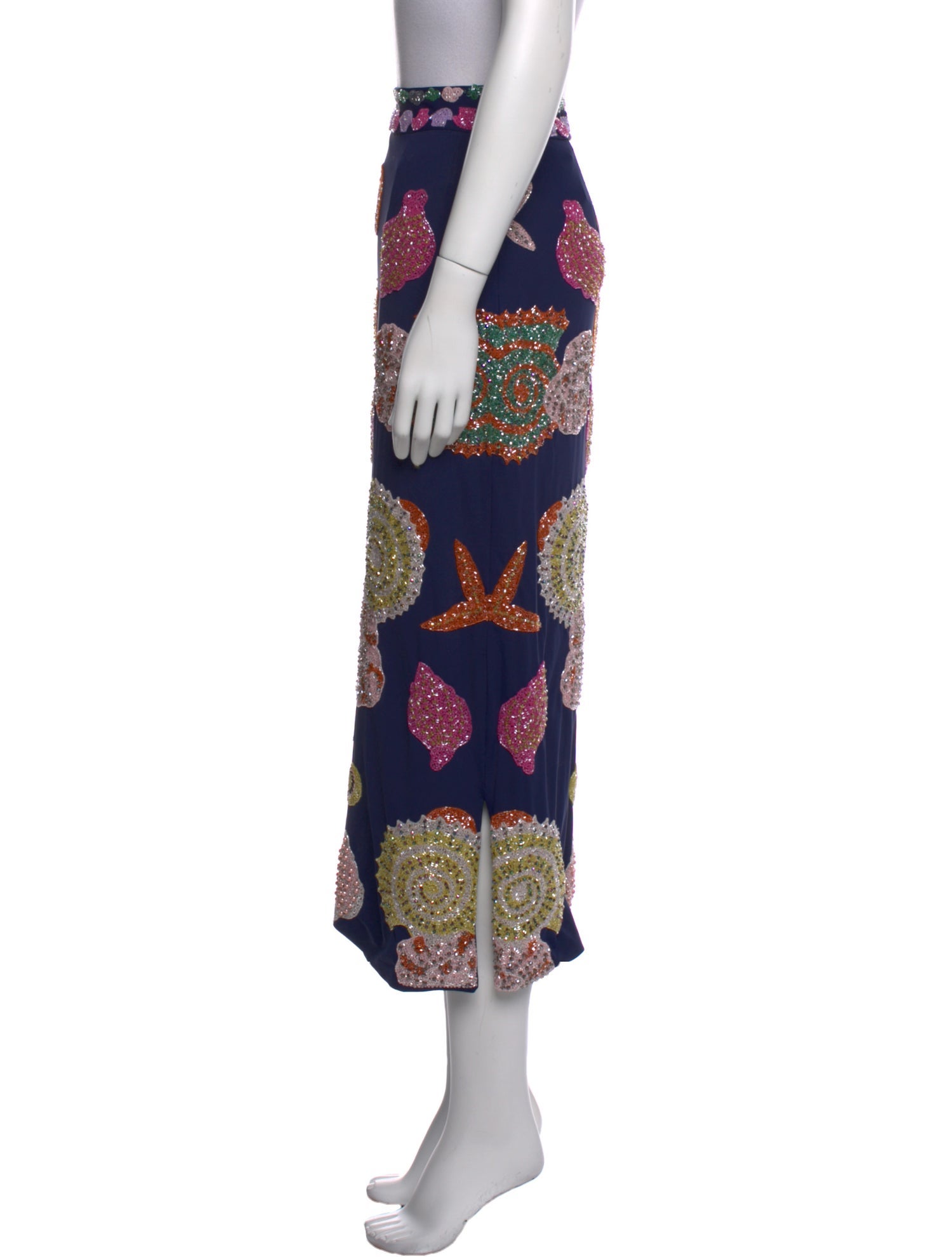 Oceanus Printed Midi Length Skirt