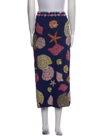 Oceanus Printed Midi Length Skirt