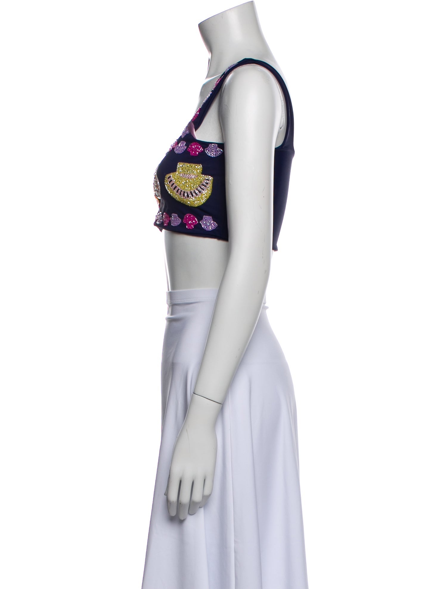 Oceanus Printed Square Neckline Crop Top