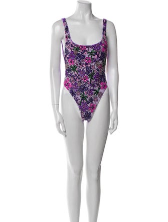 Oceanus Floral Print Beaded Accents One-Piece