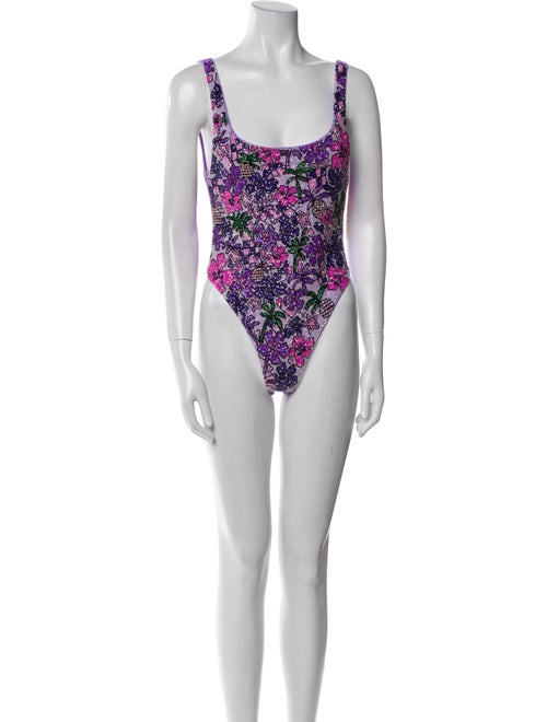 Oceanus Floral Print Beaded Accents One-Piece