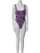 Oceanus Floral Print Beaded Accents One-Piece