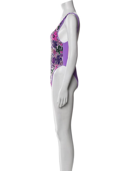 Oceanus Floral Print Beaded Accents One-Piece