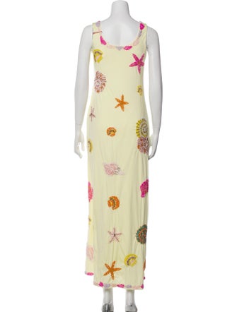 Oceanus Floral Print Long Dress