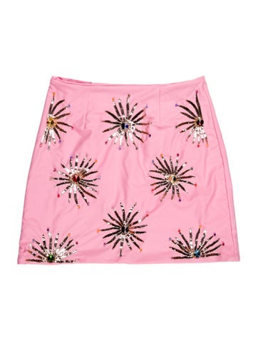 Pre-owned Oceanus Patterned Crystal Embellishments Cover-up In Pink