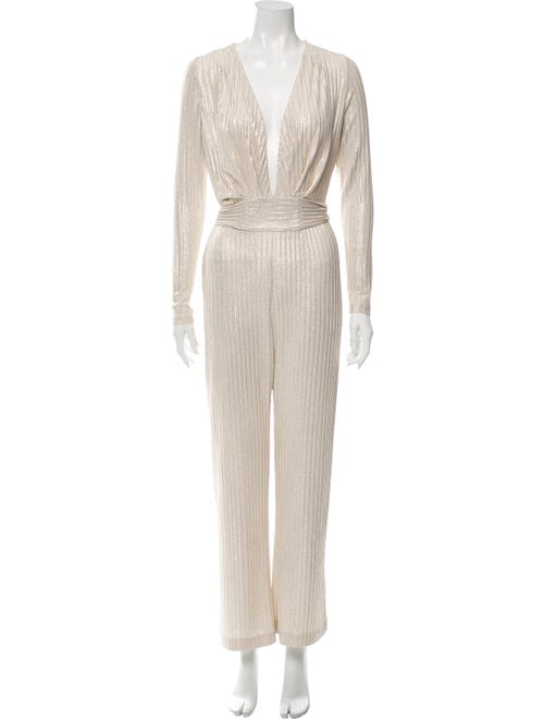 Melissa Odabash Striped Plunge Neckline Jumpsuit M