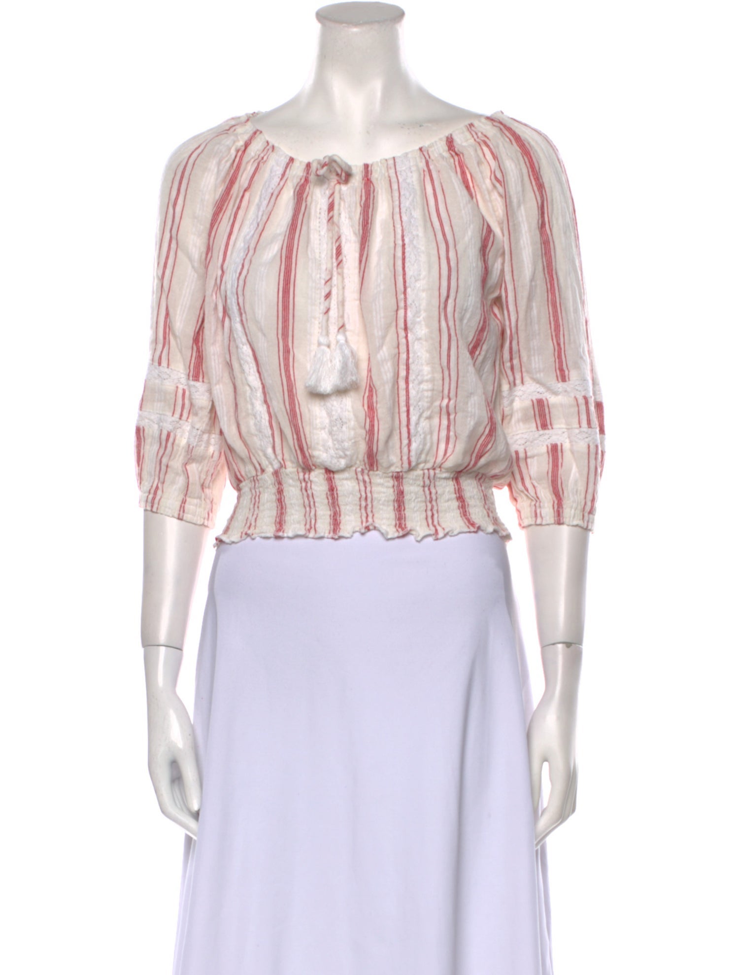 Melissa Odabash Striped Scoop Neck Crop Top