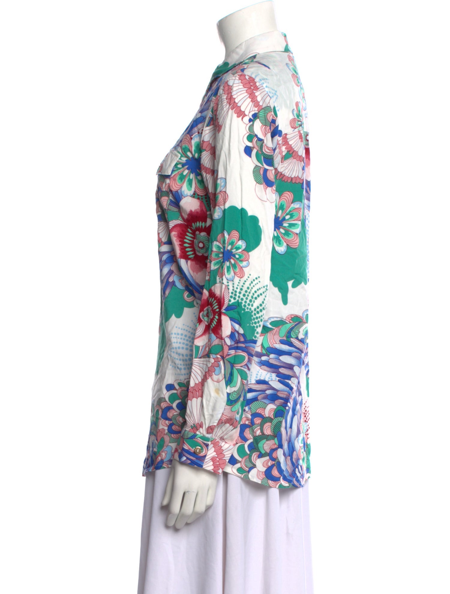 Melissa Odabash Floral Print Long Sleeve Button-Up Top