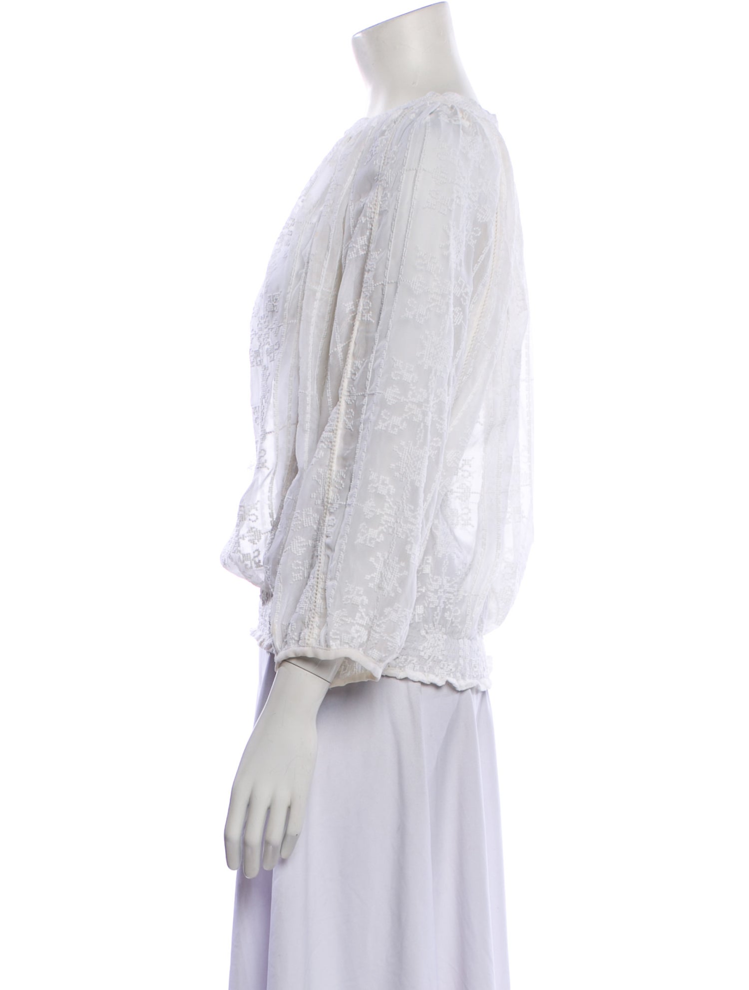 Melissa Odabash Bateau Neckline Three-Quarter Sleeve Blouse