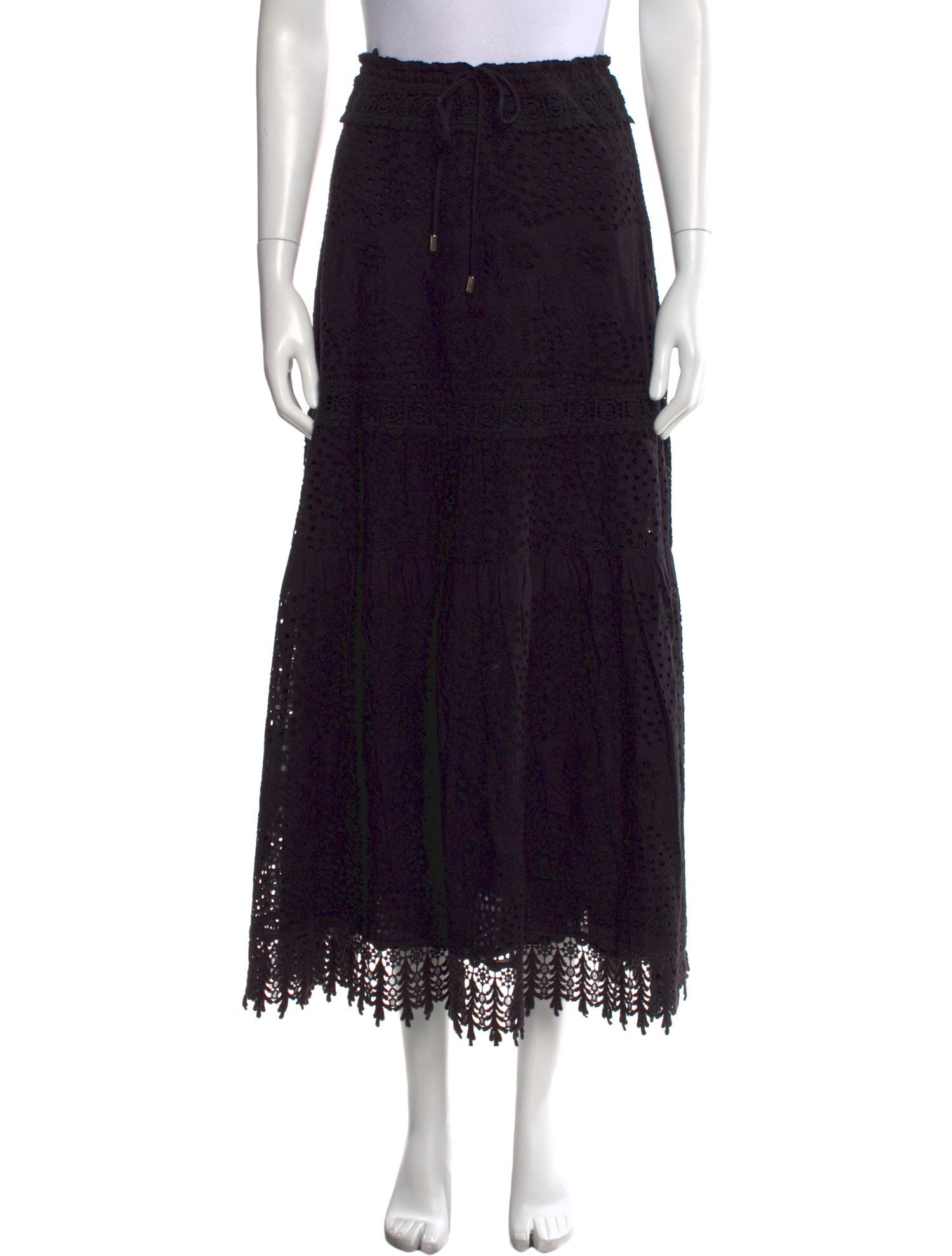 Melissa Odabash Embroidered Accent Midi Length Skirt