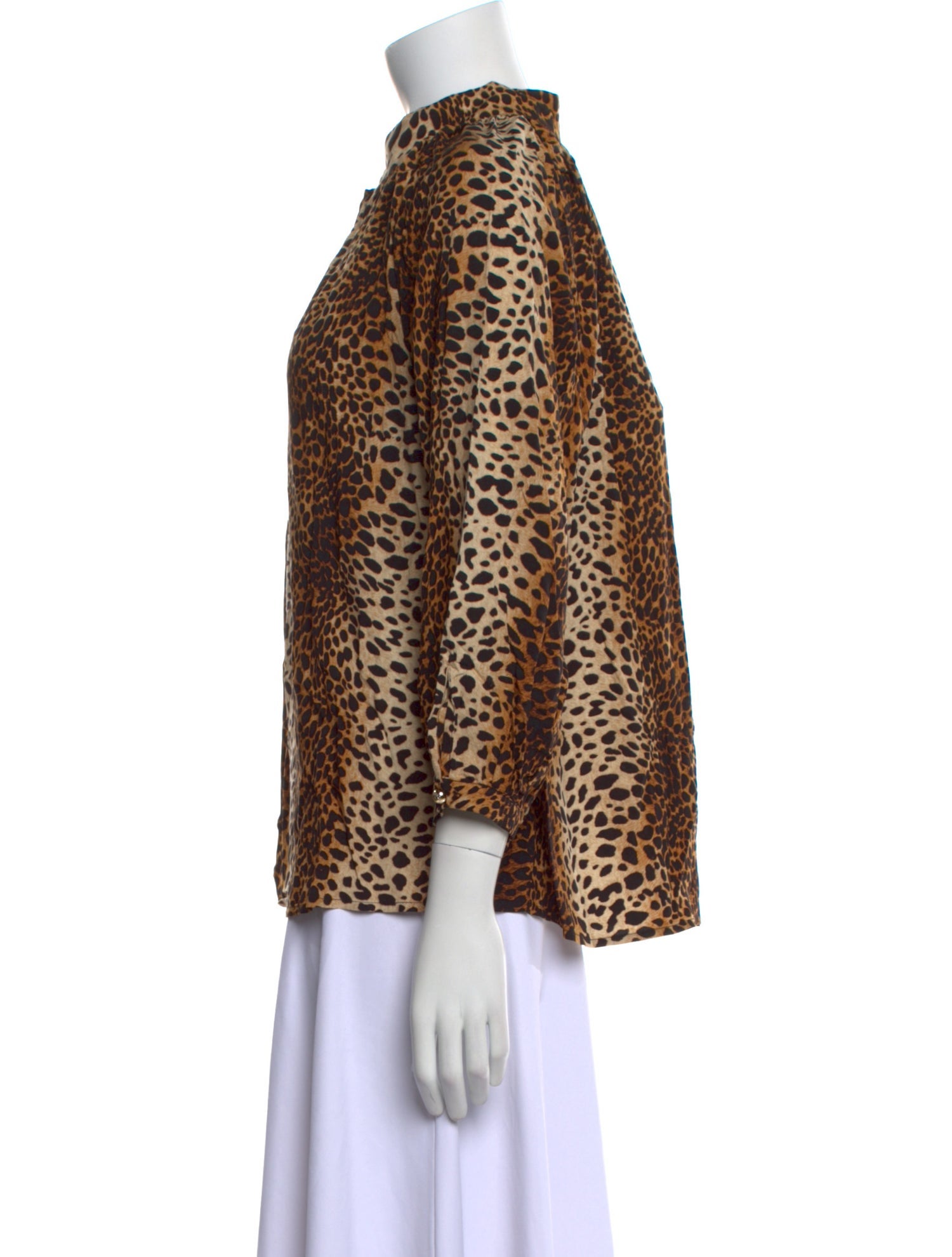 Melissa Odabash Animal Print Mock Neck Blouse