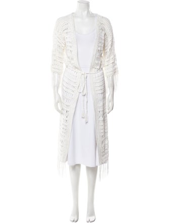 Melissa Odabash Patterned Fringe Trim Accent Robe
