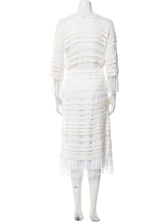Melissa Odabash Patterned Fringe Trim Accent Robe
