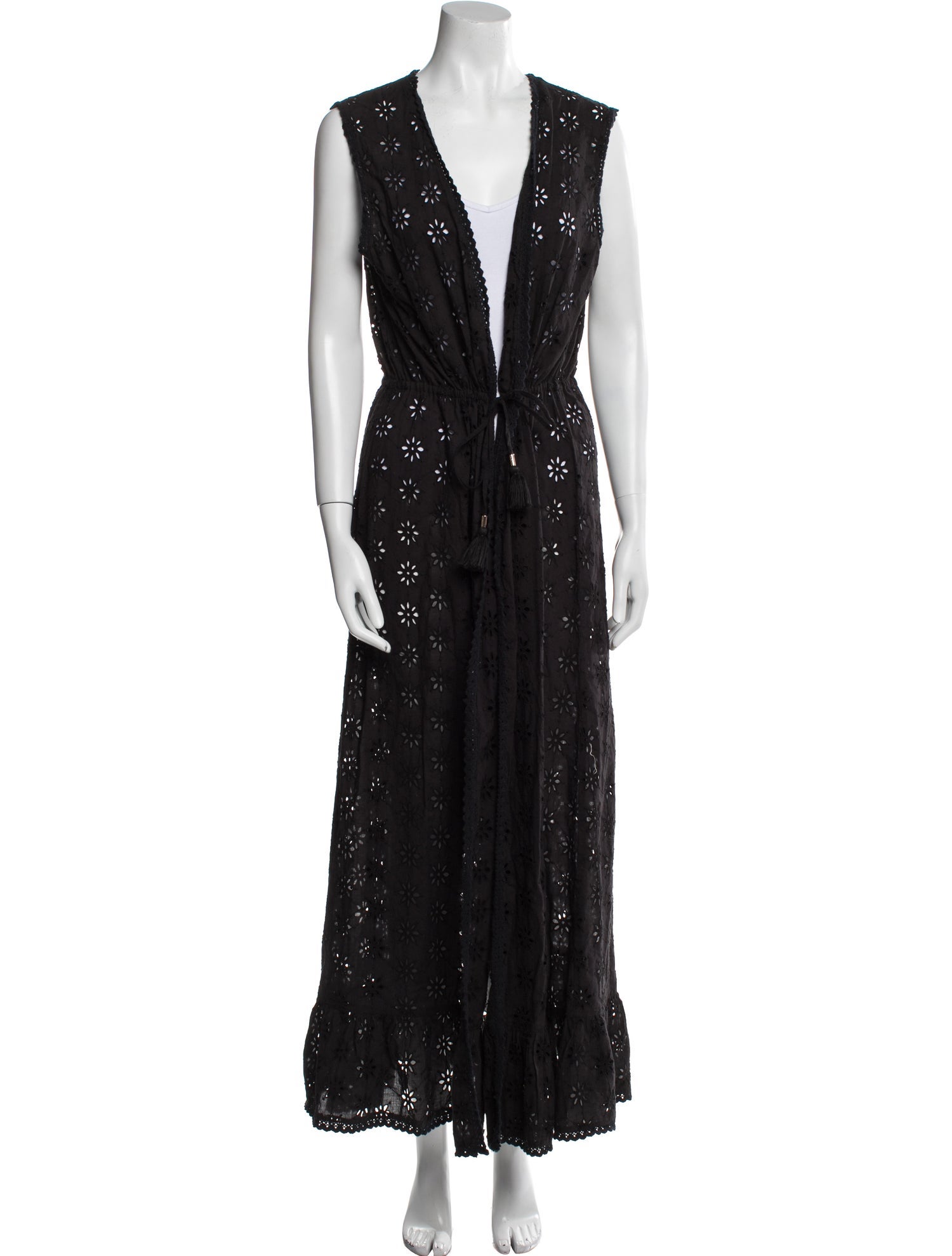 Melissa Odabash Lace Pattern Tassel Accents Cover-Up