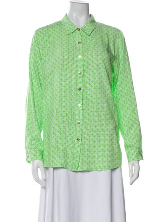 Melissa Odabash Printed Long Sleeve Button-Up Top