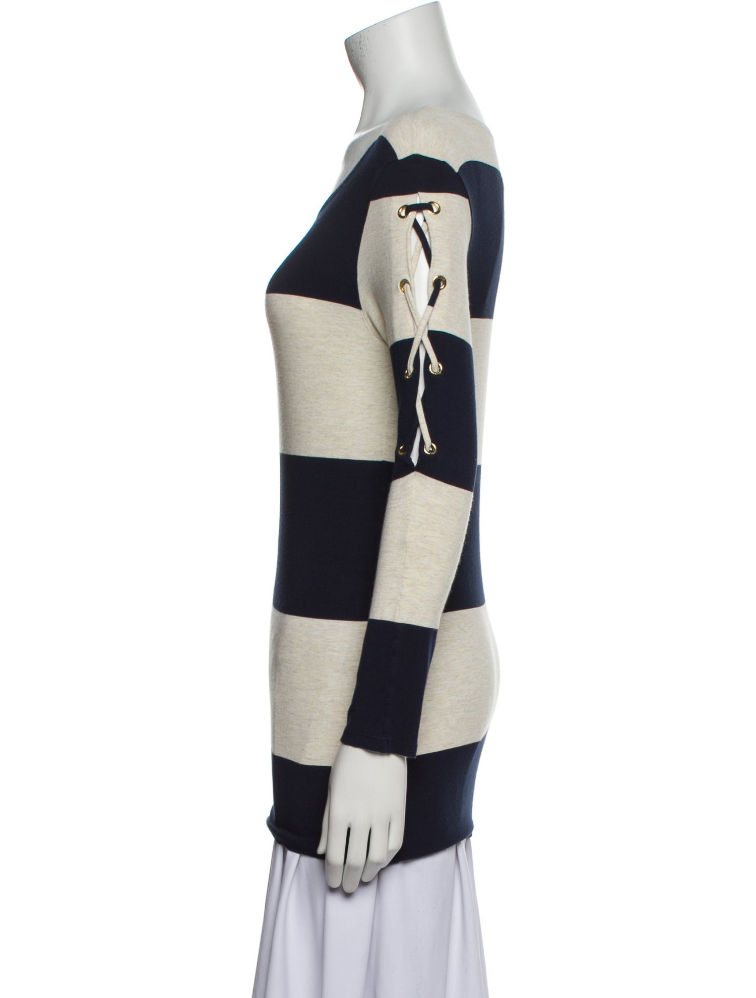 Melissa Odabash Striped Scoop Neck Sweatshirt