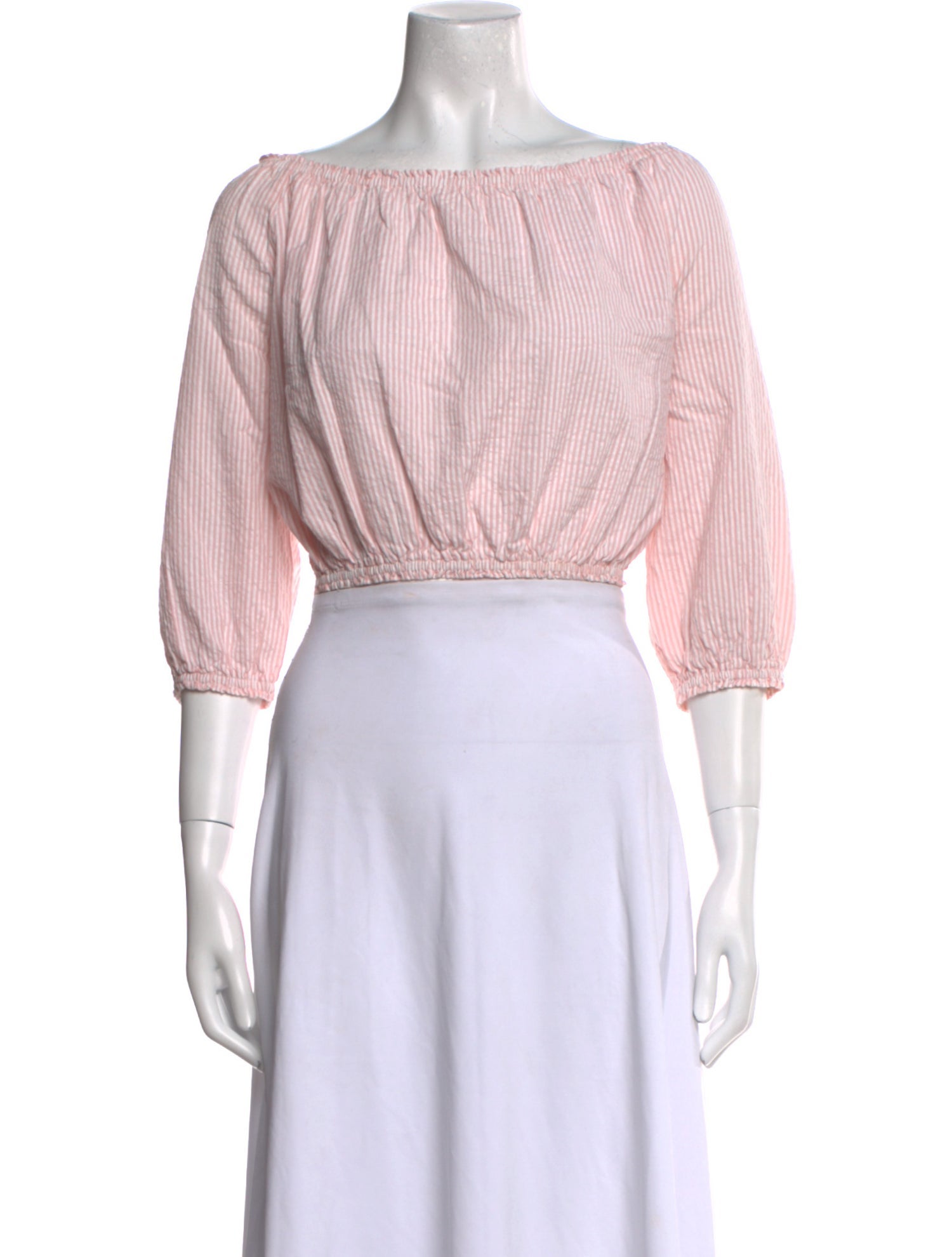 Melissa Odabash Bateau Neckline Three-Quarter Sleeve Crop Top