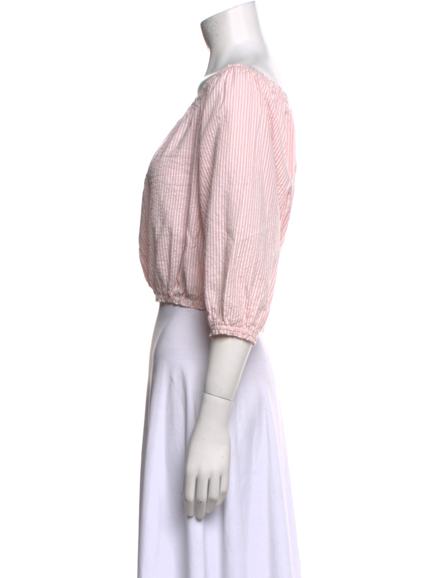 Melissa Odabash Bateau Neckline Three-Quarter Sleeve Crop Top