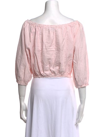 Melissa Odabash Bateau Neckline Three-Quarter Sleeve Crop Top