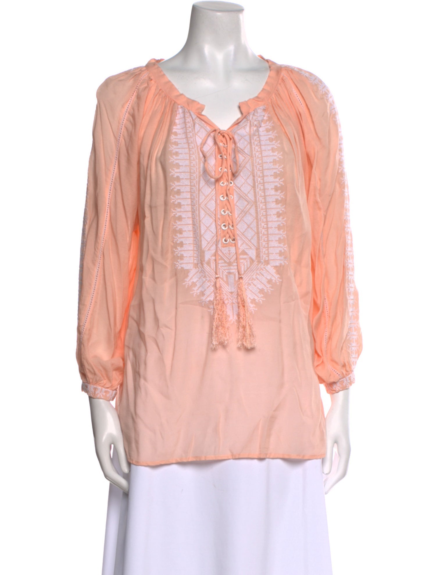 Melissa Odabash V-Neck Three-Quarter Sleeve Blouse