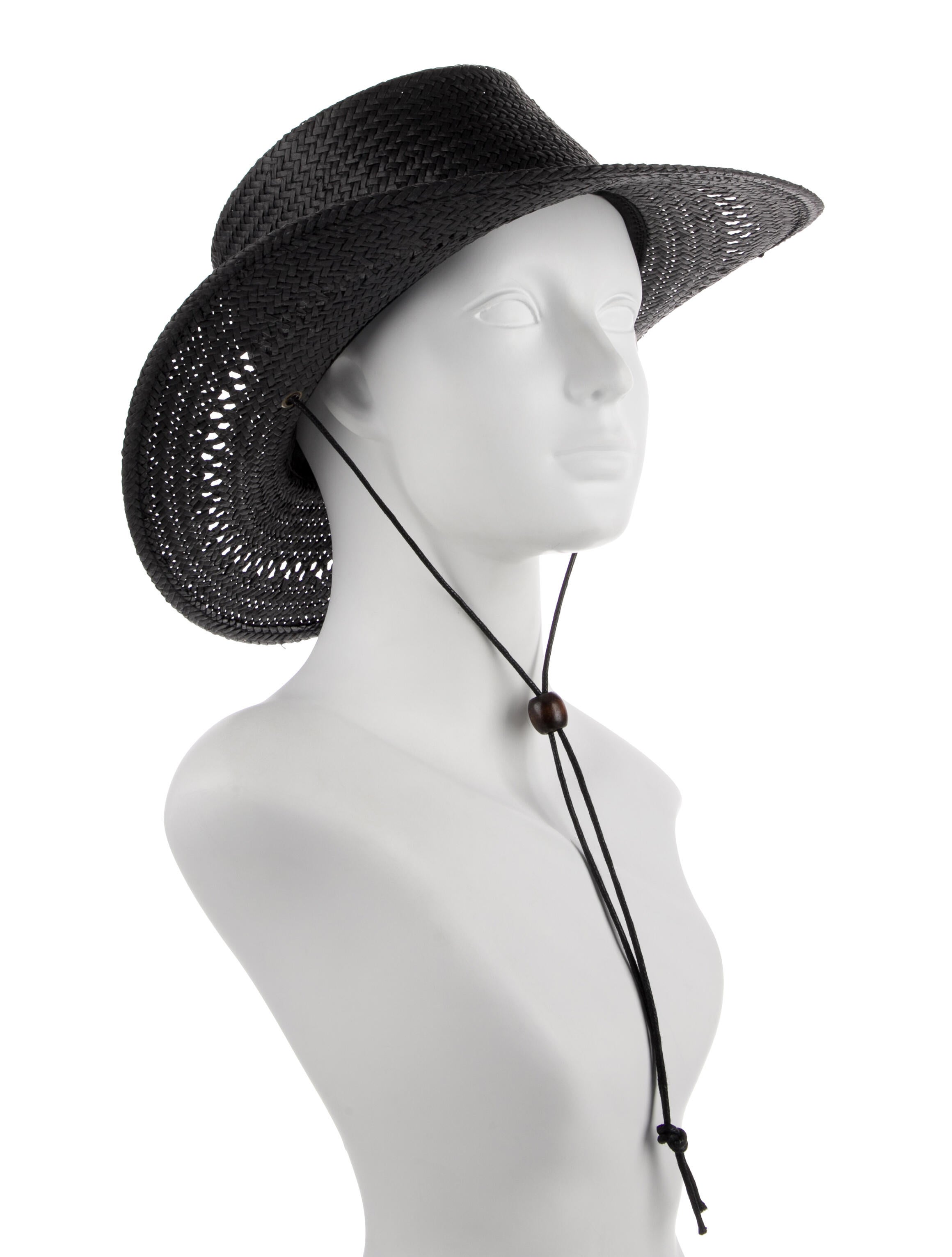 Melissa Odabash Black Paper Woven Cowboys Hat