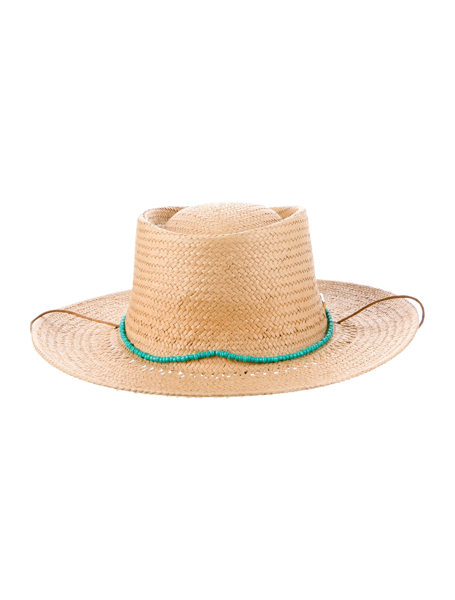 Melissa Odabash Neutral Paper Woven Beaded Accent Cowboys Hat