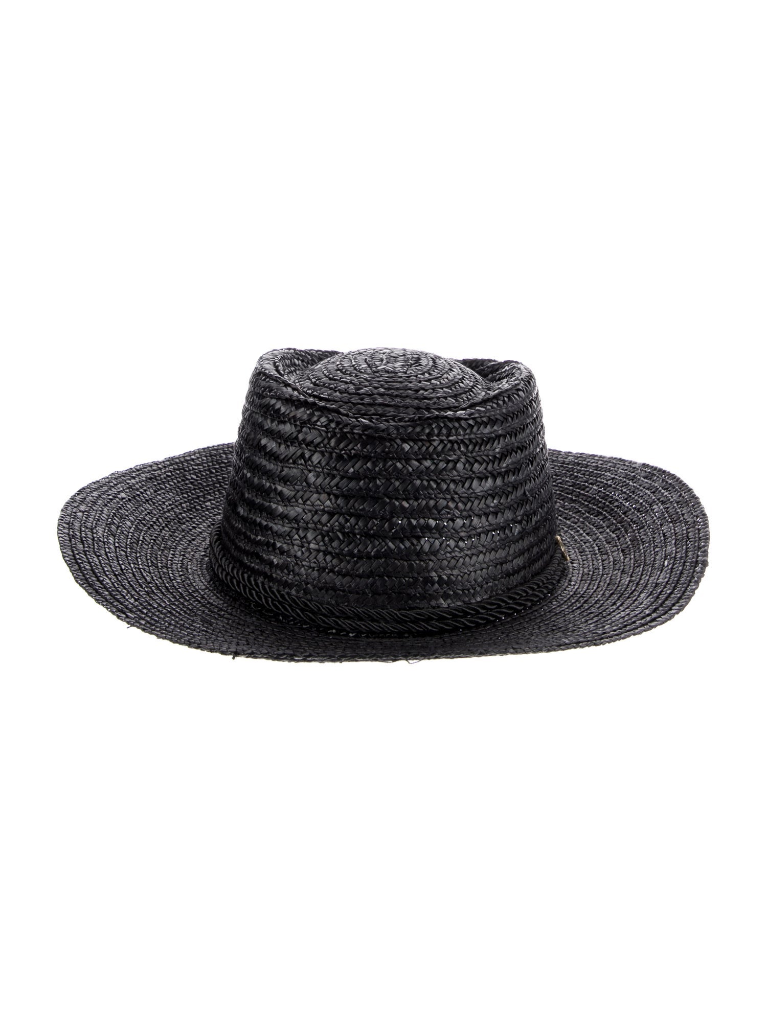 Melissa Odabash Black Straw Woven Cowboys Hat w/ Tassel Accent
