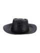 Melissa Odabash Black Straw Woven Cowboys Hat w/ Tassel Accent