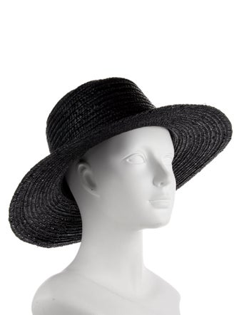 Melissa Odabash Black Straw Woven Cowboys Hat w/ Tassel Accent