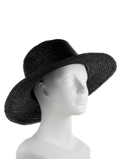 Melissa Odabash Black Straw Woven Cowboys Hat w/ Tassel Accent