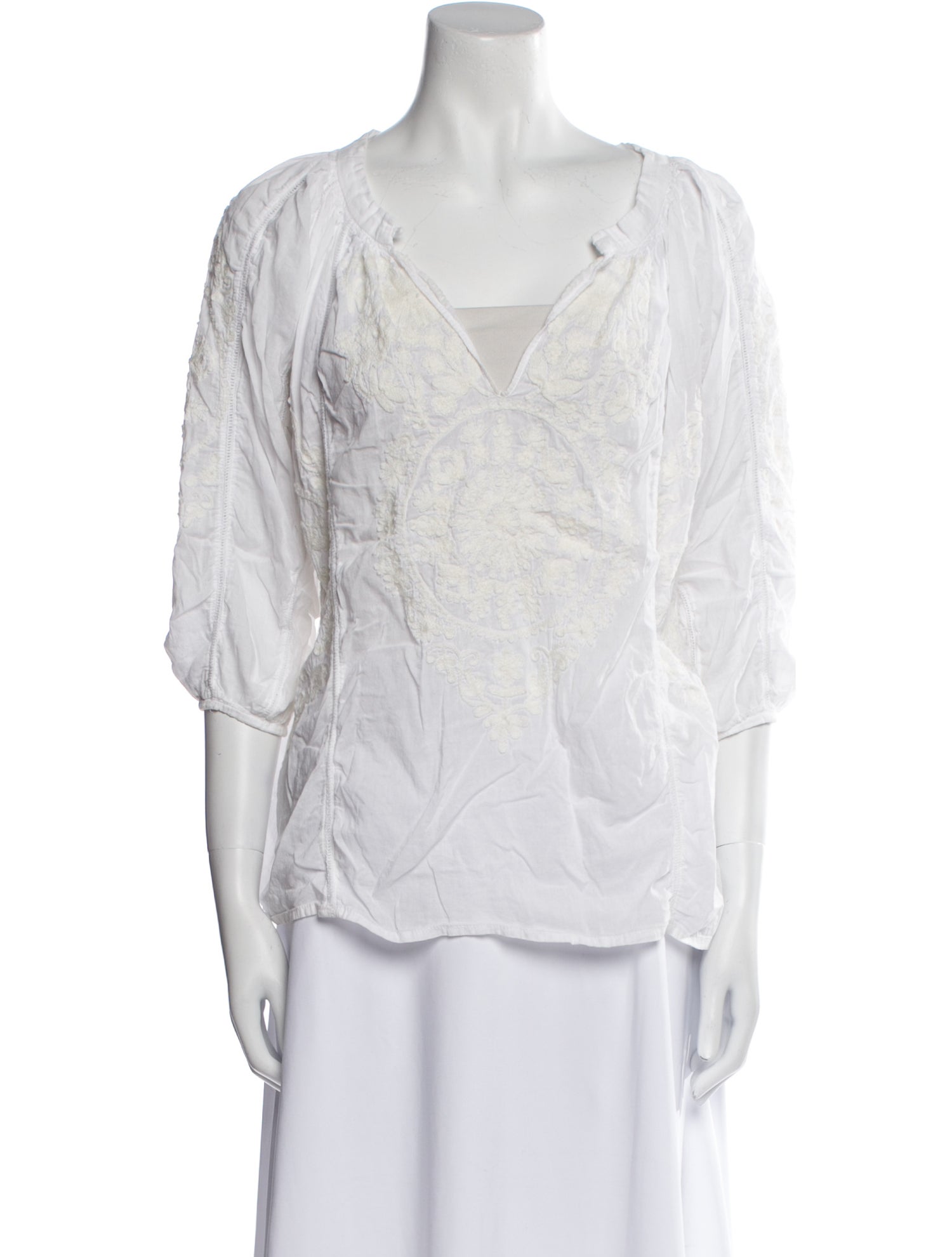 Melissa Odabash V-Neck Three-Quarter Sleeve Blouse