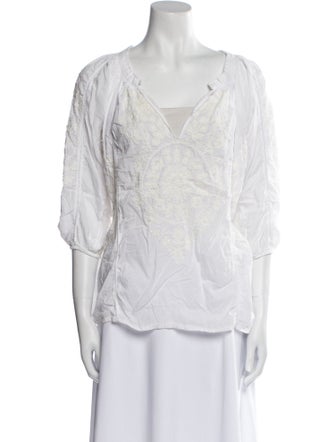 Melissa Odabash V-Neck Three-Quarter Sleeve Blouse