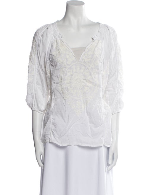 Melissa Odabash V-Neck Three-Quarter Sleeve Blouse